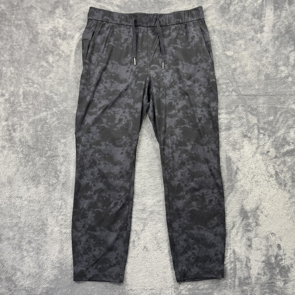 CRZ Yoga Pants Womens Large Black Gray‎ Patterned Joggers Stretch Gym L Pockets